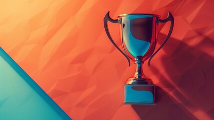 Top view flat design trophy, 3D render, pastel colors, intricate and vibrant, Award, competition