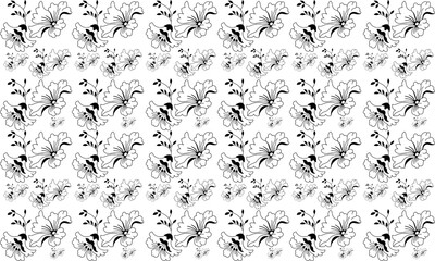 Black and white seamless flowers