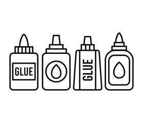 glue bottle icons vector simple flat line black white design symbol illustration collections sets templates 