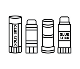 glue stick icon vector design simple line black white symbol illustration collections template sets 