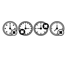 cancel time clock cross icons vector design simple black white illustration collections templates sets isolated