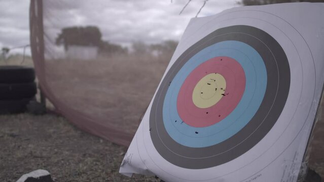 Archery, arrow hits the target