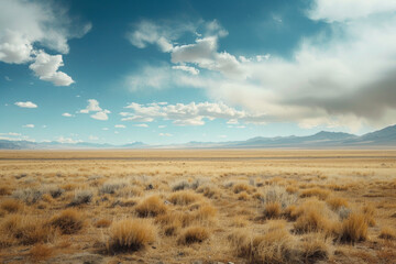 Fototapeta premium Flat plains with minimal vegetation and a focus on texture and color gradients 