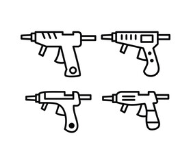 glue gun icons vector design simple black white outline symbol collections template sets isolated