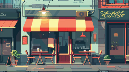 Street Cafe Coffee shop Flat design concept. Vector illustration