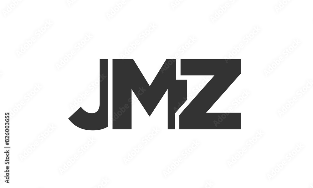 Poster jmz logo design template with strong and modern bold text. initial based vector logotype featuring s