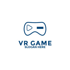 Virtual reality logo design template, modern video game logo vector