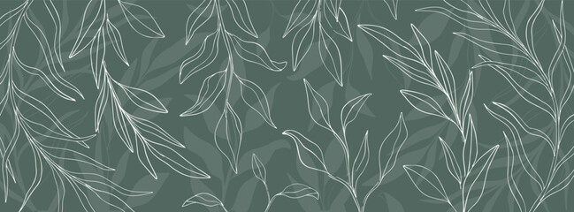 Design banner plant nature hand drawn. Plant botanical element.Elegante vintage style.