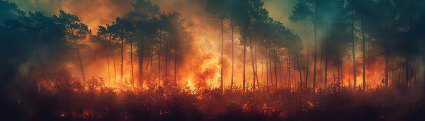 Firefighters battle a forest fire