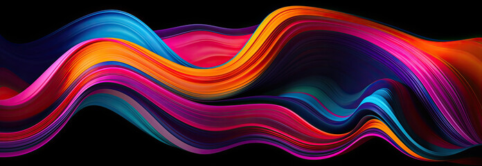 Colorful abstract waves on a black background