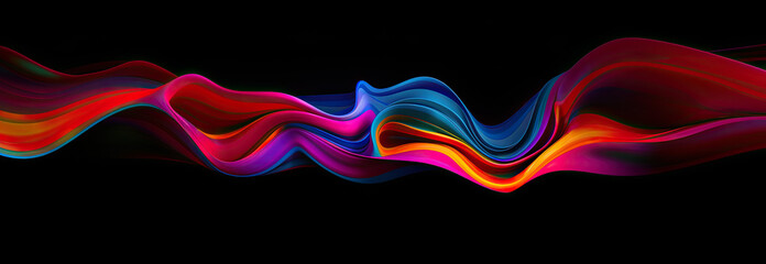 Dramatic flowing waves of color on black