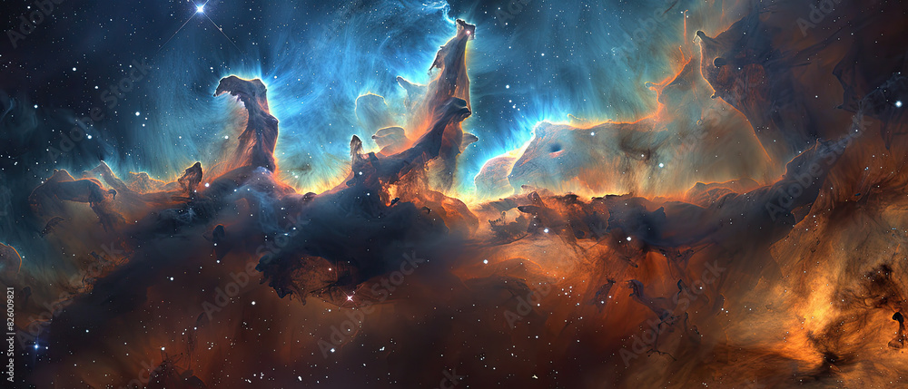 Wall mural vivid interstellar clouds in cosmic nebula