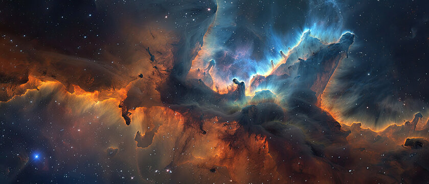 Majestic cosmic clouds and starlight scene