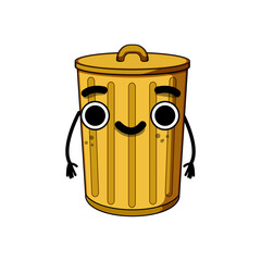 garbage trash bin character cartoon. waste can, happy logo, green sign garbage trash bin character sign. isolated symbol vector illustration