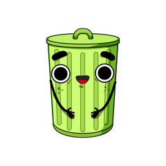 cute trash bin character cartoon. mascot food, compost wash, unhappy advertising cute trash bin character sign. isolated symbol vector illustration