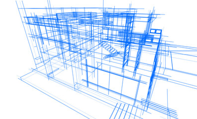 house building sketch architectural 3d illustration