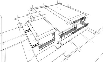 house building sketch architectural 3d illustration