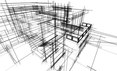 house building sketch architectural 3d illustration