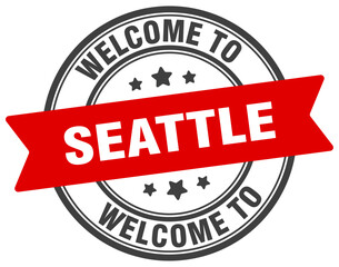 Welcome to Seattle stamp. Seattle round sign