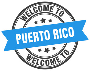 Welcome to Puerto Rico stamp. Puerto Rico round sign