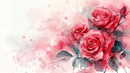 Red watercolor roses.