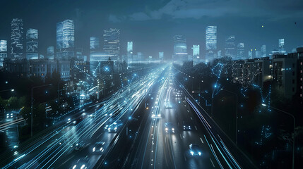 Fototapeta premium Smart Cities: Interconnected Urban Infrastructures for Seamless Efficiency