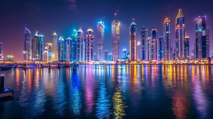 Dubai downtown night scene