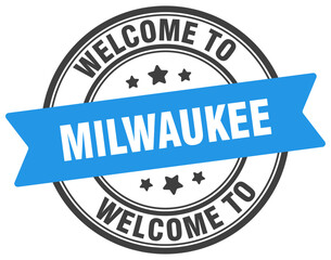 Welcome to Milwaukee stamp. Milwaukee round sign
