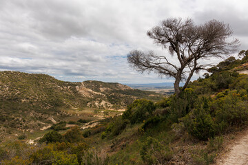 Obraz premium Vue des Bardenas Reales, une région naturelle semi-désertique de Navarre, en Espagne.