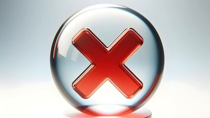 Obraz premium 3d render of red glass model of false sign