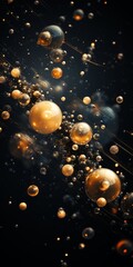 Bubbles float in the air against black background