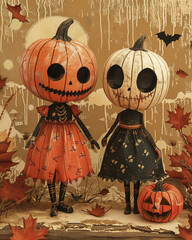 skeleton, halloween, bones, hat, holiday, skull, skull, party, illustration, autumn, celebration, scary, ghost, horror, october, cute, retro, vintage, background, poster, creepy, scene, disguise, cost