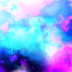 Fractal render, abstract fantasy background of colorful sky with colorful clouds