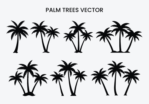 Palm Tree Silhouette, Silhuette Plam Tree, vector Plam tree design, plam tree silhouette, Plam Tree Vector Icon, tropical plam trees icon