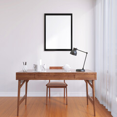 Mockup of a Wall Poster Frame in a Living Room with beautiful Interior Design
