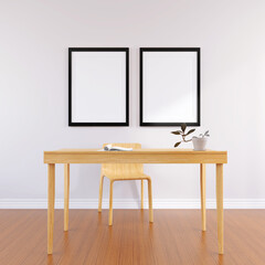 Interior Design Mockup of a Living Room with a Wall Poster Frame and Modern Decor