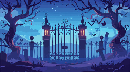 Gothic gate. Mansion or cemetery entrance gates horrow