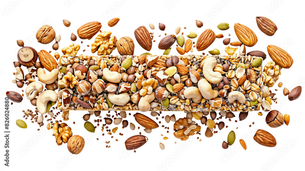 Wall mural Nut and Seed Bar Breaking into Crumbs, nut png, seed png - Wall murals