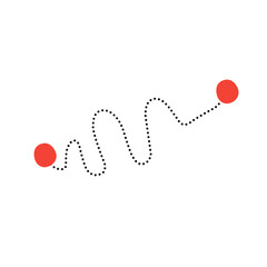 Dotted path of travel route