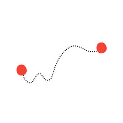 Dotted path of travel route