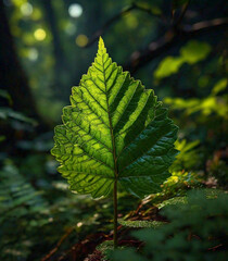 Fototapeta premium Green fern leaf in the forest