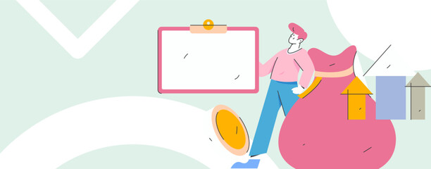 Internet financial management investment flat vector concept operation hand drawn illustration
