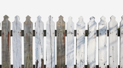 Artificial wooden picket fence white in PNG format.
