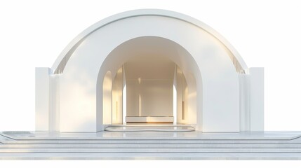 White background 3D architecture podium building PNG
