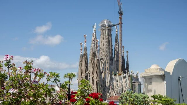 sagrada familia cathedral in barcelona from a unique high vantage point 