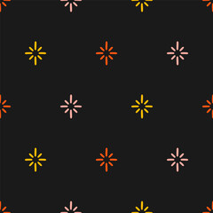 Seamless pattern with colorful stars and black background