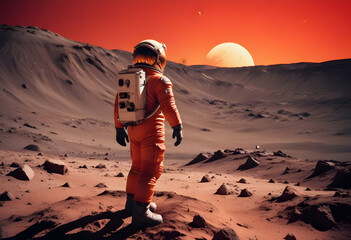 A middle aged astronaut of redscale