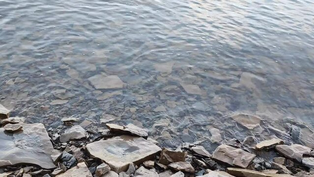 river bank and waves closeup