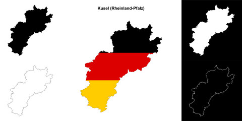 Kusel (Rheinland-Pfalz) blank outline map set