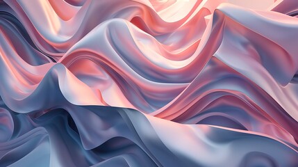 3D rendering of a flowing silk cloth with pink, blue and gray colors.